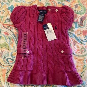 NEW Ralph Lauren Pink SS Sweater Dress 9 Months